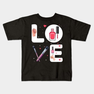 Nail Technician Love Nail Tech Lover Manicurist Kids T-Shirt